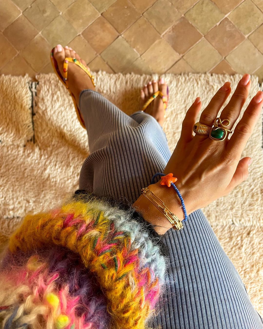 Colorful Striped Smock Sweater
