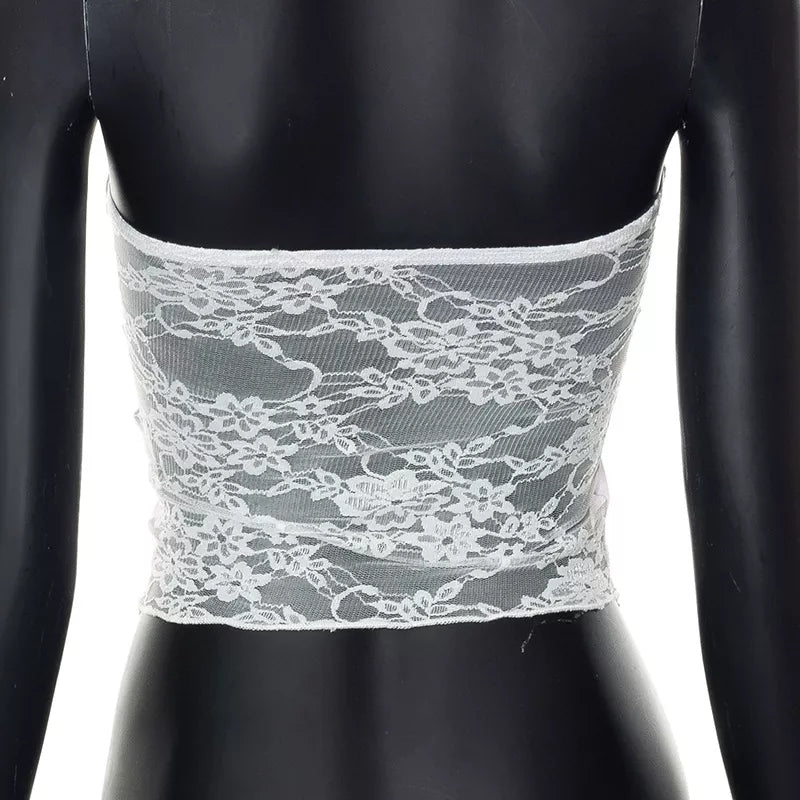 Floral Lace Patchwork Fairycore Tube Top