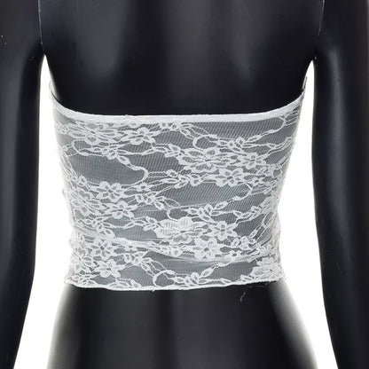 Floral Lace Patchwork Fairycore Tube Top