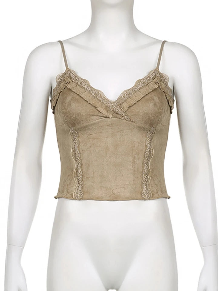 Brown Khaki Crop Top