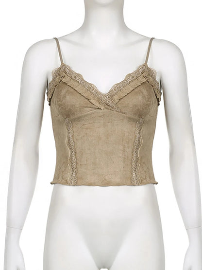 Brown Khaki Crop Top