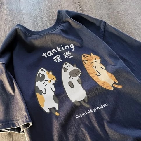 Funny 3 Cats Print Short Sleeve T-shirt