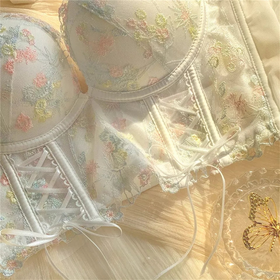 Floral Lace Embroidery Corset Top