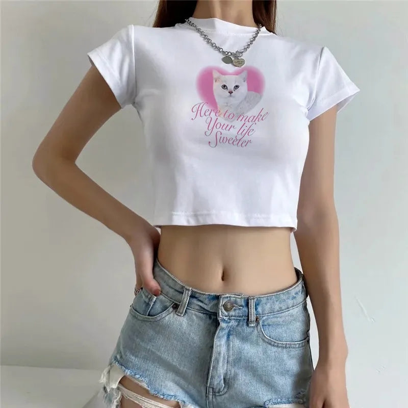 Cat Print Baby Tee