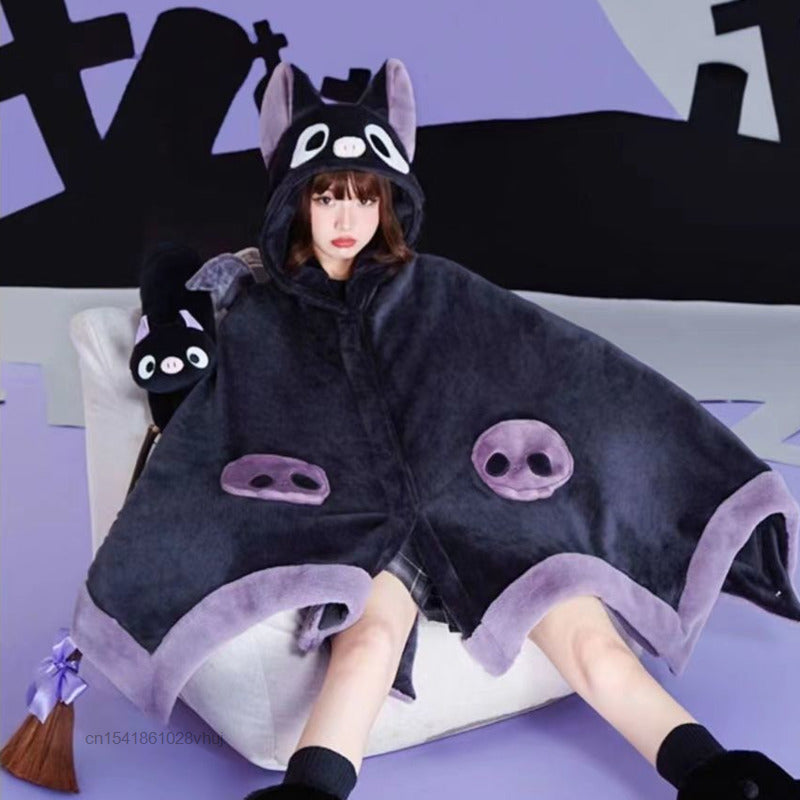 Japanese Bat Cartoon Plush Poncho