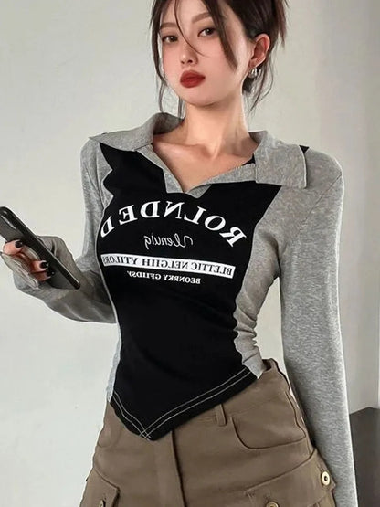 Y2K Collar Long Sleeve Shirt