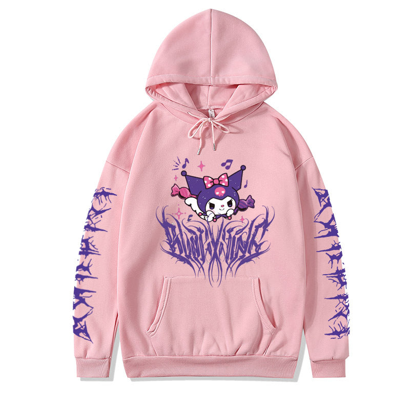 Japanese Anime Print Long Sleeve Hoodie