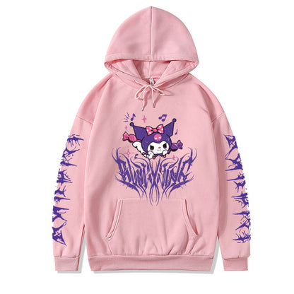 Japanese Anime Print Long Sleeve Hoodie