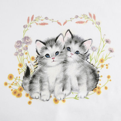 Kitten Cat Cartoon Print Sweatshirt Causal Long Sleeve Shirt Crew Neck Oversize Loose Sweater E-Girl Kawaii Korean Japanese Harajuku Streetwear