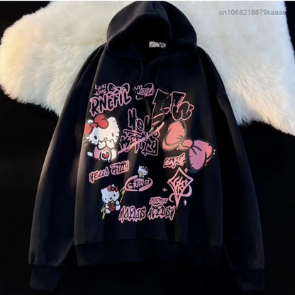 Graffiti Cat Print Hoodie