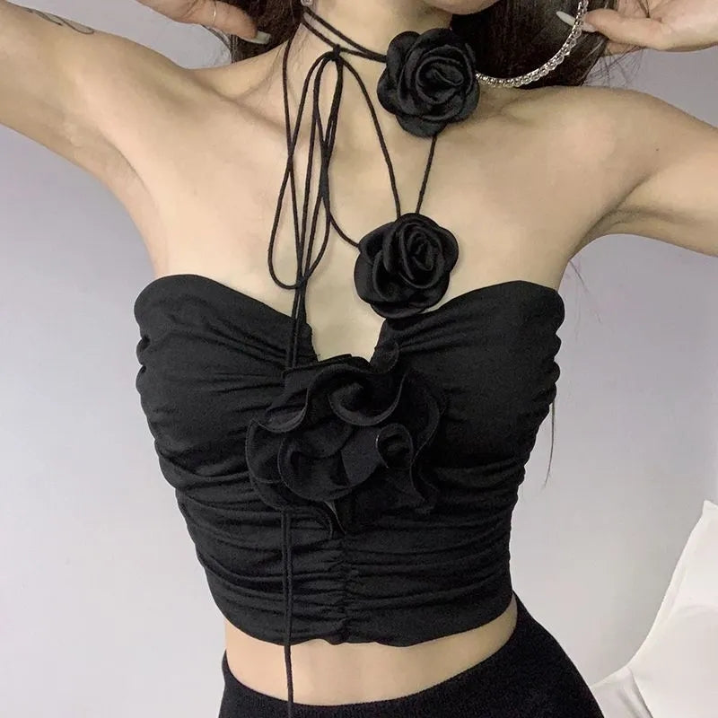 Black Rose Crop Top