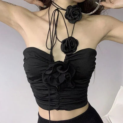 Black Rose Crop Top