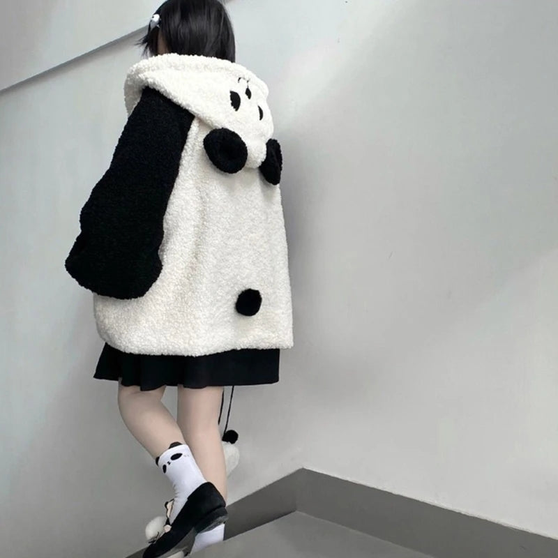 Panda Bear Ear Fleece Hoodie