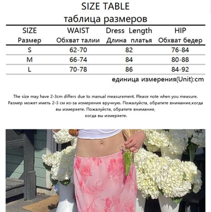 Pink Floral Low Waist Skirt