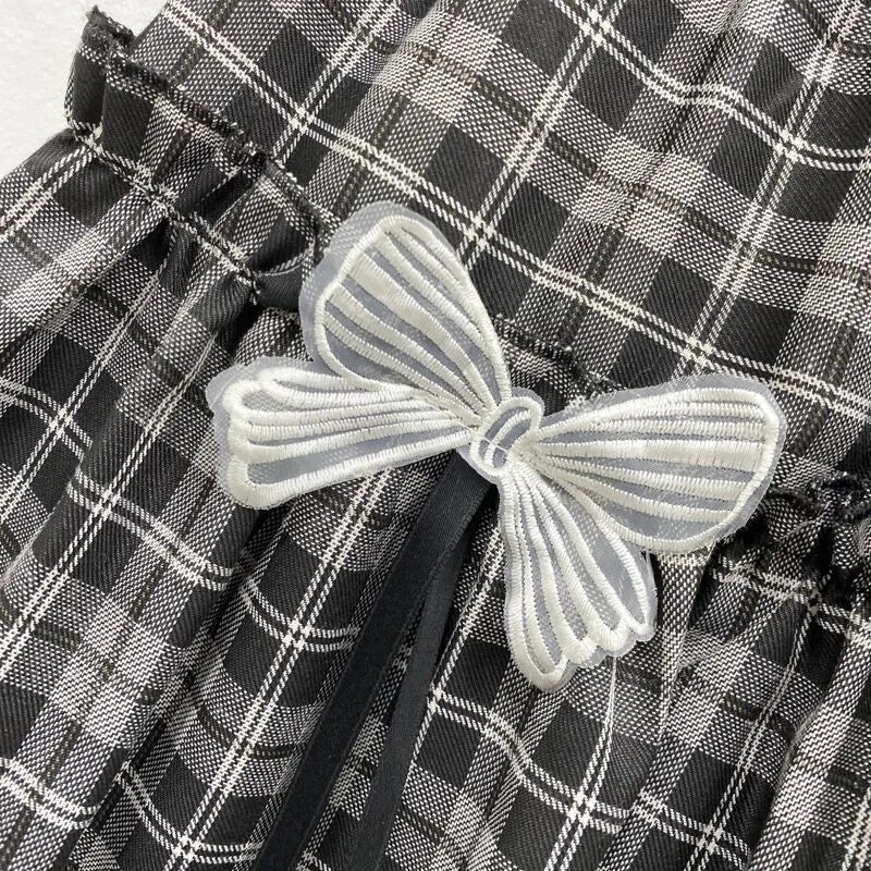 Black Plaid A-Line High Waist Mini Skirt