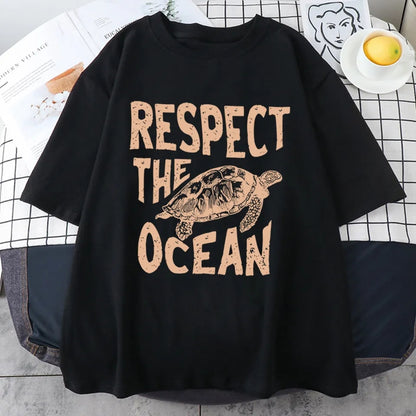 Respect Turtle Print Short Sleeve T-shirt