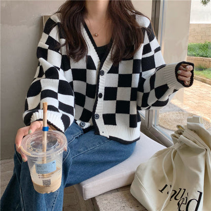 Checkboard Patchwork Cardigan