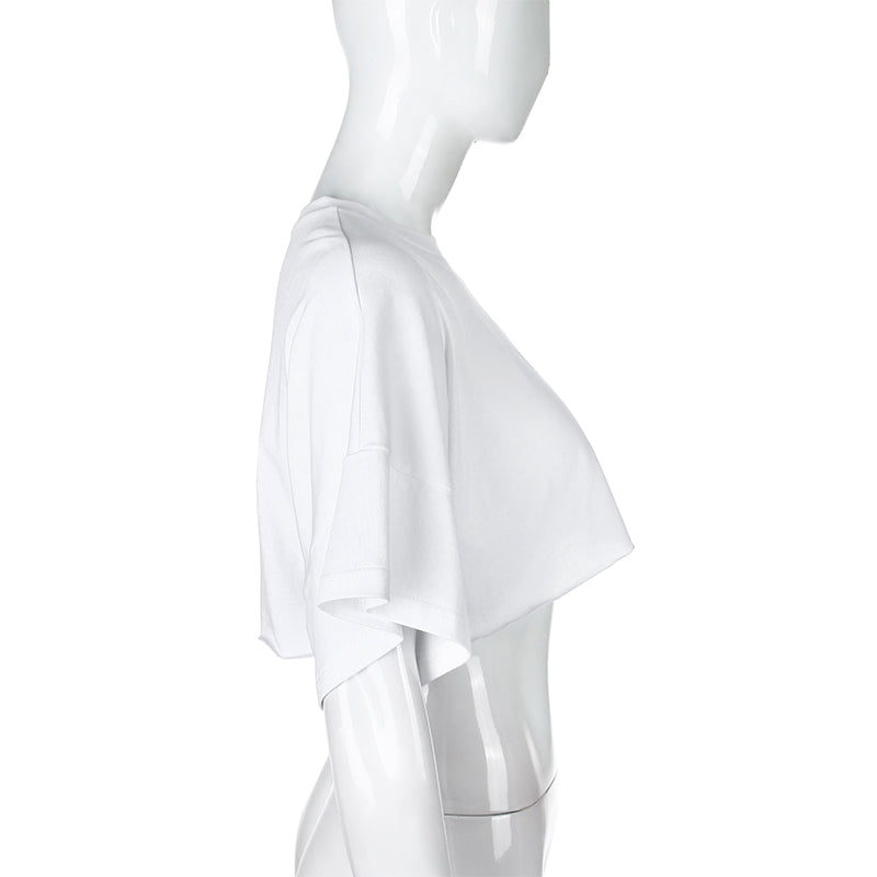 White Loose Cropped Short Sleeve Shirt