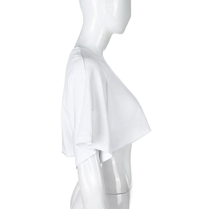 White Loose Cropped Short Sleeve Shirt