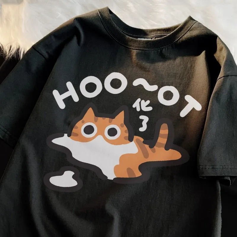 Cat Print Short Sleeve T-shirt