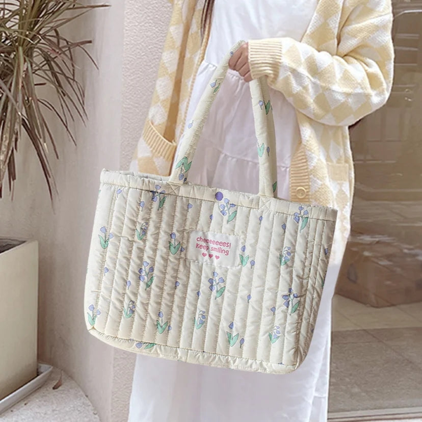 Flower Padded Tote Bag