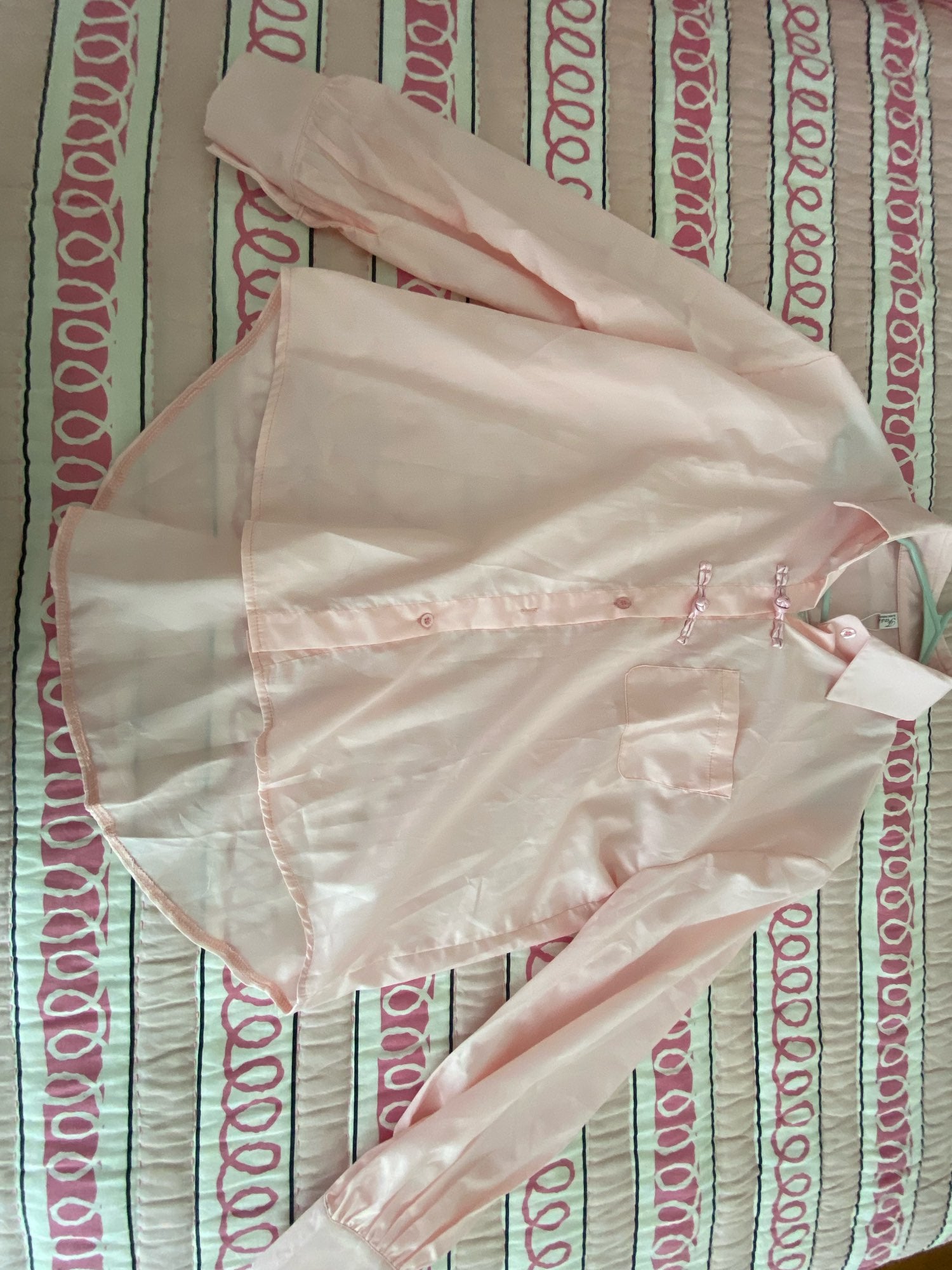 Pink Button Loose Long Sleeve Blouse