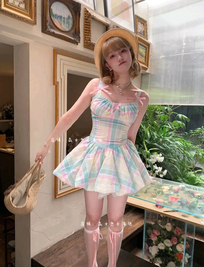 Rainbow Fairy Bow Colorful Mini Dress
