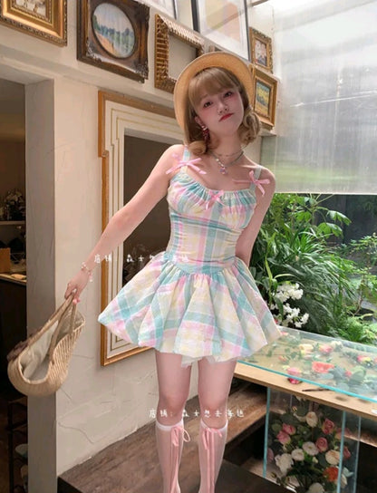 Rainbow Fairy Bow Colorful Mini Dress