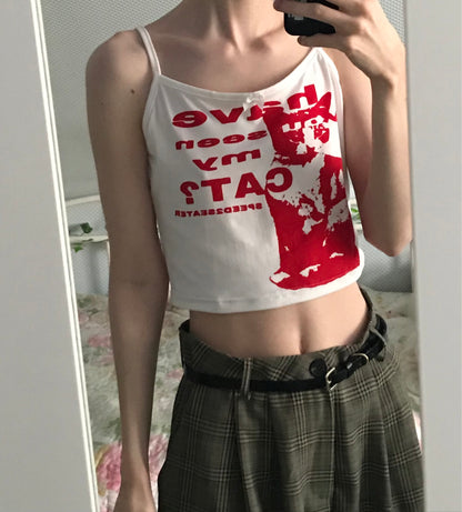 Cat Print Tank Top