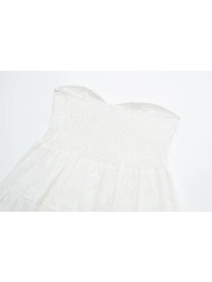 White Strapless Lace Dress