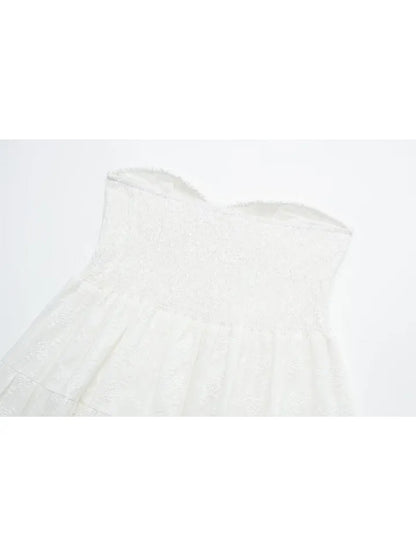 White Strapless Lace Dress