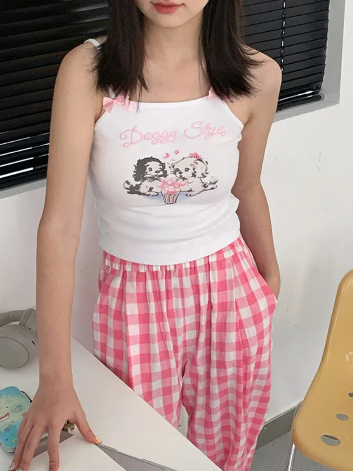 Dog Bow Print Tank Top