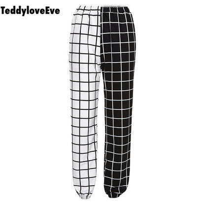 Cute Contrast Cargo Pant Loose Waist Plaid Checkered Trouser Jogger E-Girl Kawaii Korean Japanese Harajuku Chinese Retro Streetwear Aesthetic