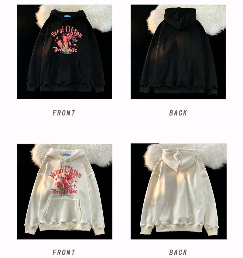 Tulip Flower Graphic Print Hoodie