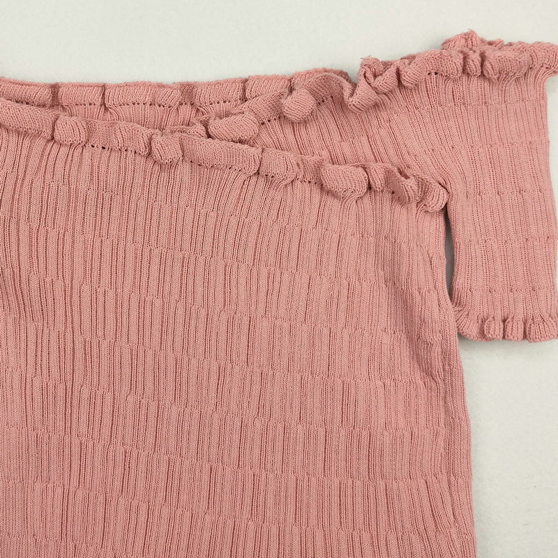 Cute Sexy Knit Crochet Off Shoulder Crop Top Shirt Tee T-shirt E-Girl Kawaii Korean Japanese Harajuku Retro Streetwear Aesthetic
