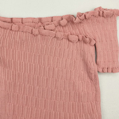 Cute Sexy Knit Crochet Off Shoulder Crop Top Shirt Tee T-shirt E-Girl Kawaii Korean Japanese Harajuku Retro Streetwear Aesthetic