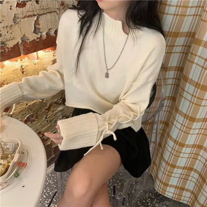 Purple Irregular Cropped Sweater