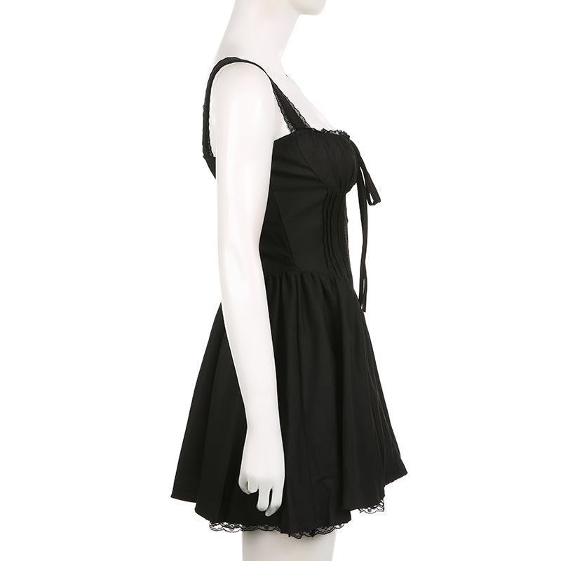 White Lace Panel A-Line Corset Dress