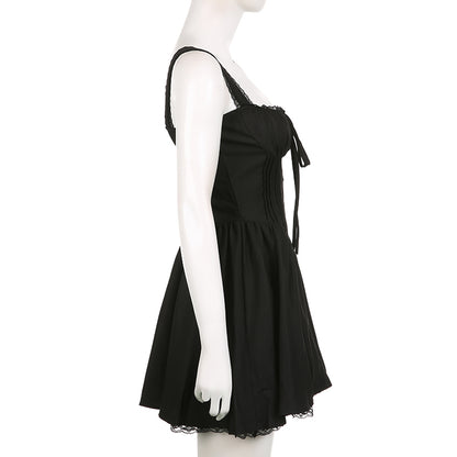 White Lace Panel A-Line Corset Dress