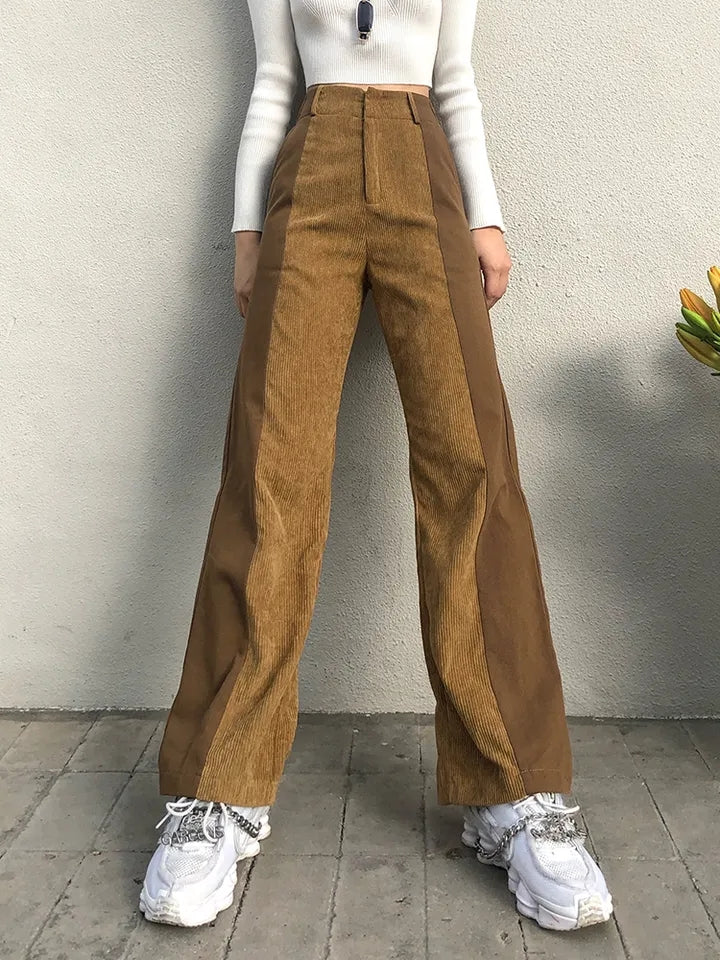 Green Corduroy High Waist Pants