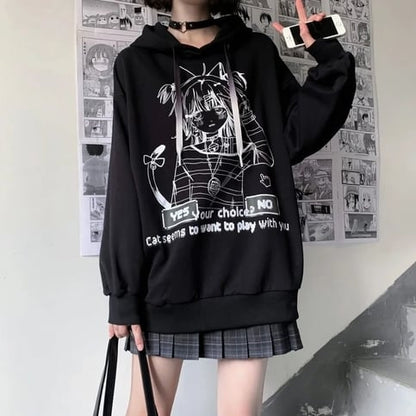 Anime Graphic Print Hoodie