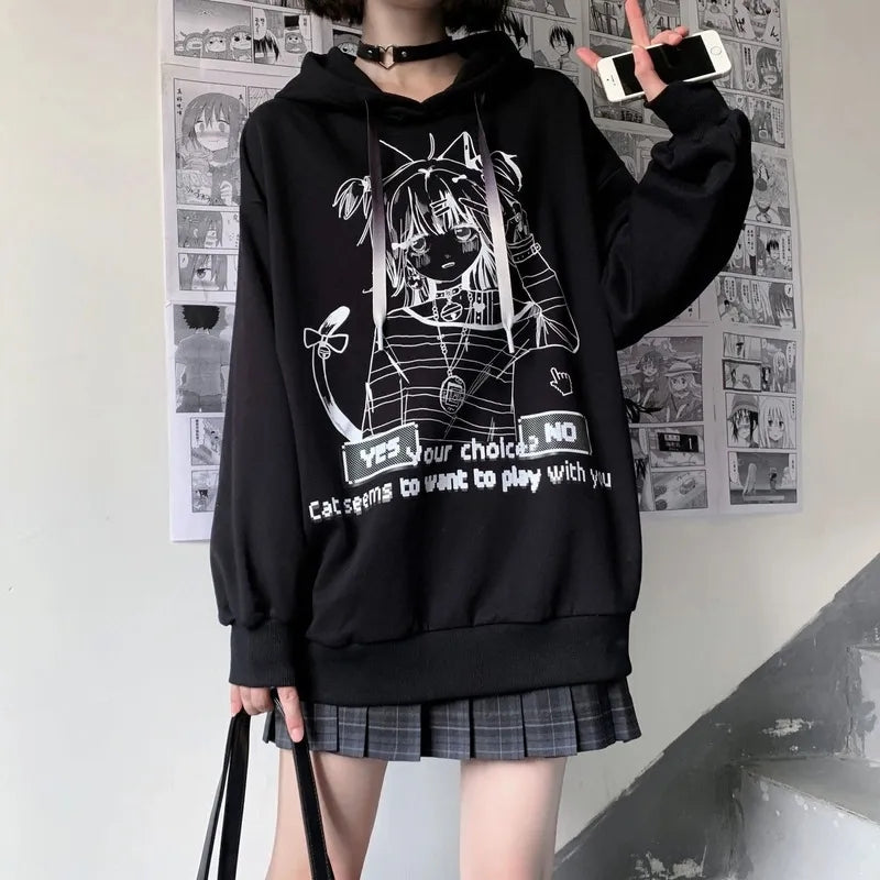 Anime Graphic Print Hoodie
