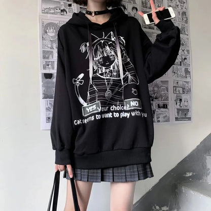 Anime Graphic Print Hoodie
