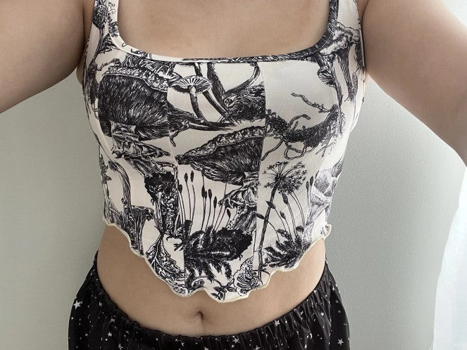 Black & White Plant Print Tank Top