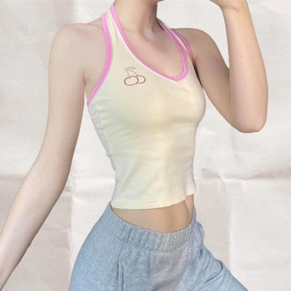 Cherry Rhinestone Patchwork Tank Top