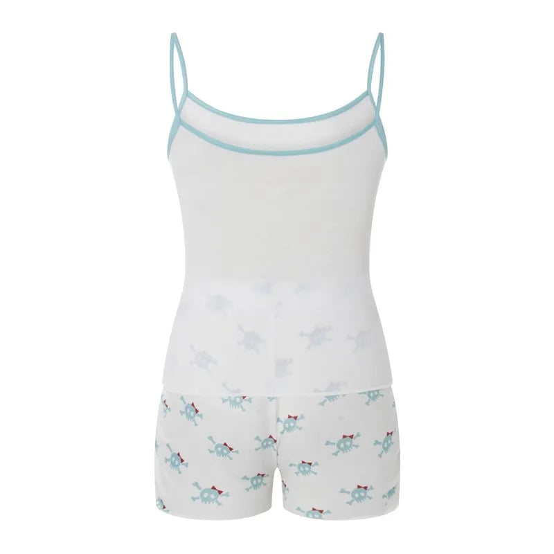 2PCS Pirate Skull Frill Camisole + Shorts