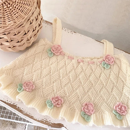 Sweet Floral Knit Vest Tank Top