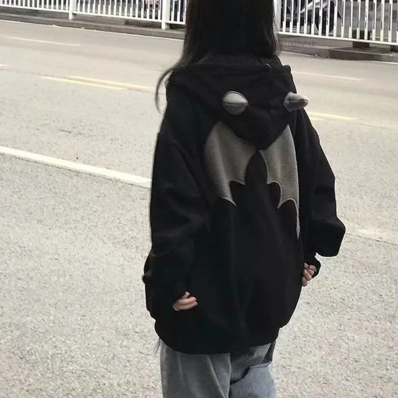 Demon Horn Oversized Zipper Hoodie