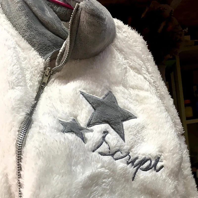 White Fluffy Star Jacket
