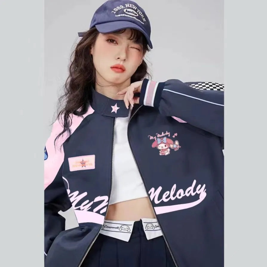 Japanese Anime Print Windproof Biker Jacket